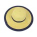 Wide Brim Paper Straw Hat w/ Color Band & Trim - Navy - HT-6039NV